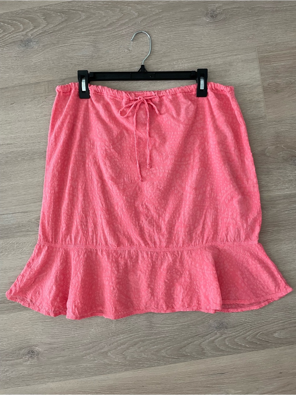 fresh produce Coral Pink Mini Skirt with Ruffle Hem